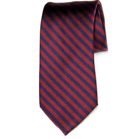 Jos A Bank Repp Stripe Tie Red Navy Blue Silk Executive Collection Men's - Picture 1 of 1